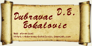 Dubravac Bokalović vizit kartica